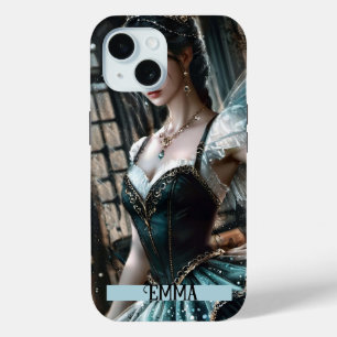 Funda Para iPhone 15 Bailarín de ballet Green TuTu y Fairy Wings Nombre