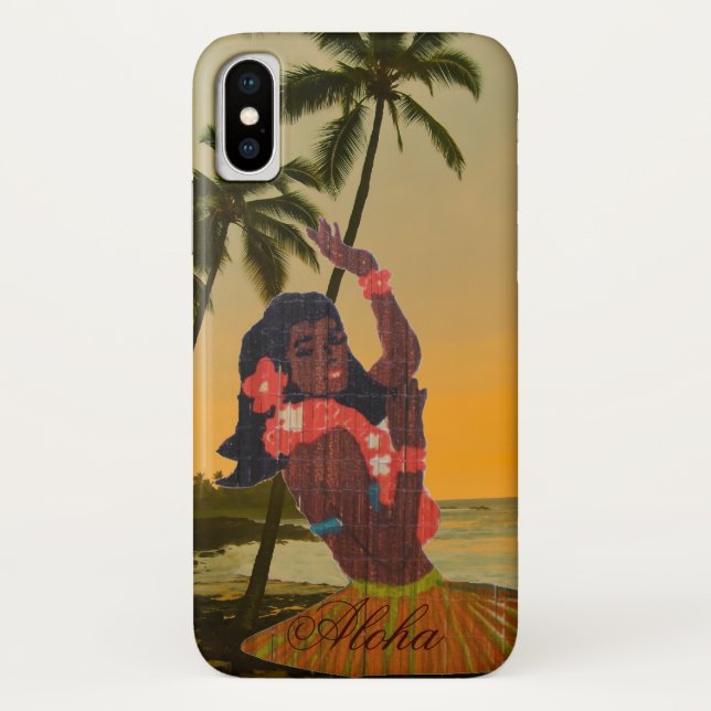 Funda De Case-Mate Para iPhone Bailarín de Hula en la playa hawaiana (Reverso)