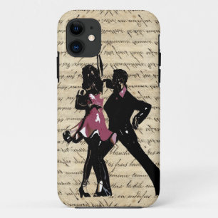 Funda Para iPhone 11 Bailarines de salón de baile sobre papel de época