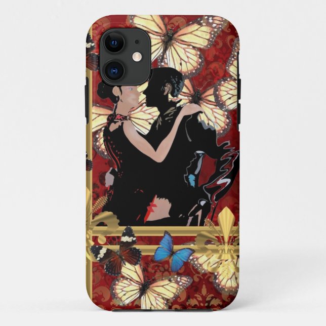 Funda De Case-Mate Para iPhone Bailarines y mariposas románticos (Reverso)