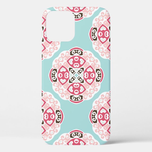 Funda De Case-Mate Para iPhone Baldosas abstractas azules: lindas cosechas. (Reverso )