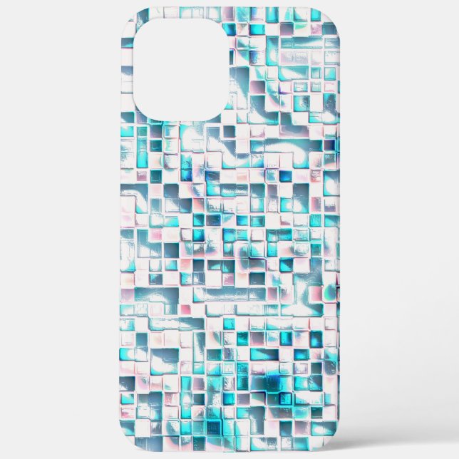 Funda De Case-Mate Para iPhone Baldosas azules de estilo bruto texturado, cuadrad (Reverso )