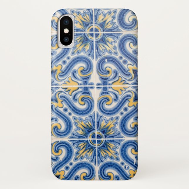 Funda De Case-Mate Para iPhone Baldosas azules y amarillas, Portugal (Reverso)