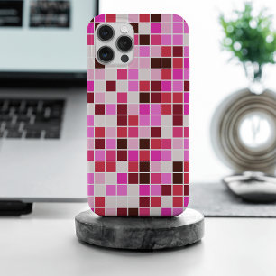 Funda Para iPhone 15 Pro Max Baldosas de piscina, mosaicos rosados, patrón geom