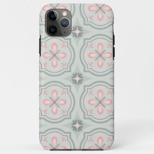 Funda Para iPhone 11 Pro Max Baldosas Florales Pastel Verde