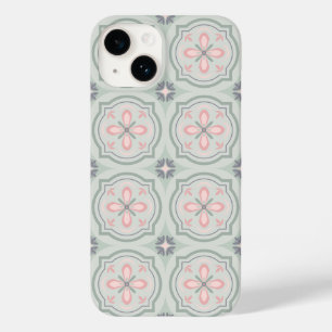 Funda Para iPhone 14 De Case-Mate Baldosas Florales Verde Pastel