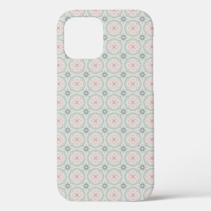 Funda Para iPhone 12 Baldosas Florales Verde Pastel