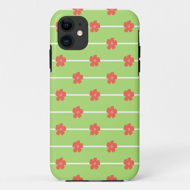 Funda De Case-Mate Para iPhone Baldosas florales verdes (Reverso)