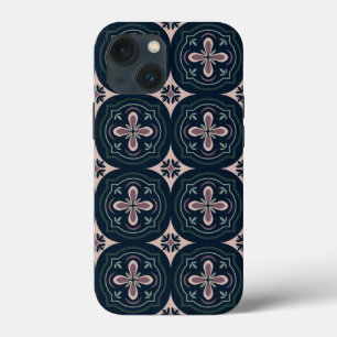 Funda Para iPhone 13 Mini Baldosas Geométricas Florales Terrosas