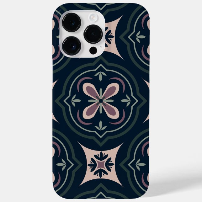 Funda De Case-Mate Para iPhone Baldosas Geométricas Florales Terrosas (Reverso)