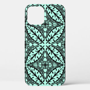 Funda Para iPhone 12 Baldosas marroquíes - azul acuático y negro