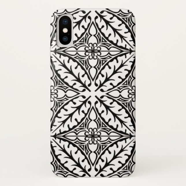 Funda De Case-Mate Para iPhone Baldosas marroquíes - blanco y negro (Reverso)