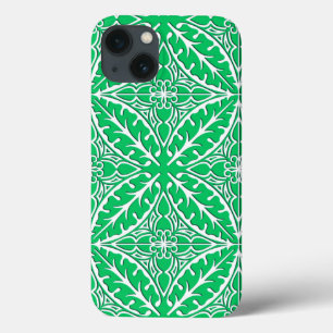 Funda Para iPhone 13 Baldosas marroquíes - verde jade y blanco