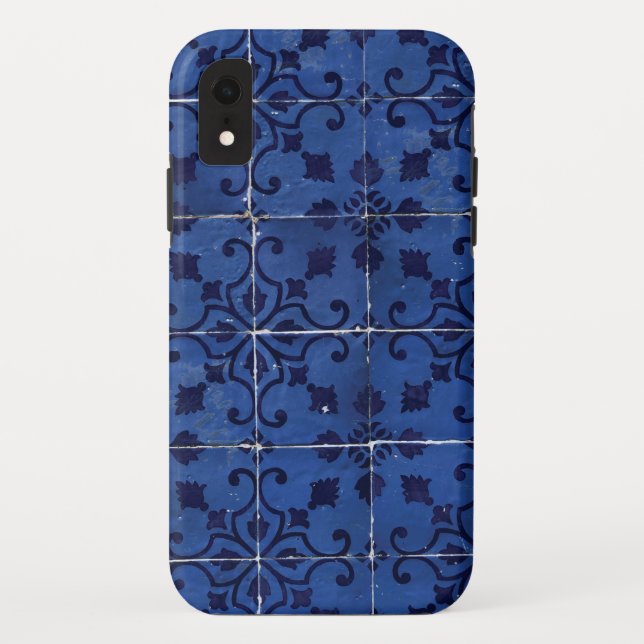 Funda De Case-Mate Para iPhone Baldosas portuguesas - Diseño Azulejo Floral Azul (Reverso)