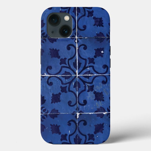 Funda De Case-Mate Para iPhone Baldosas portuguesas - Diseño Azulejo Floral Azul (Reverso )