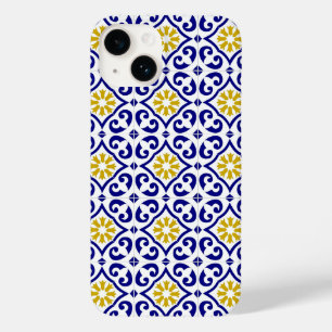 Funda Para iPhone 14 De Case-Mate Baldosas portuguesas Flora Azul mediterránea