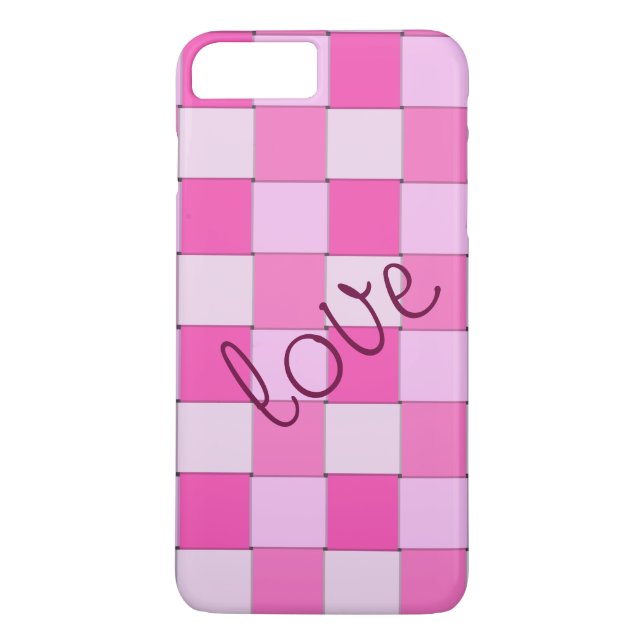 Funda De Case-Mate Para iPhone Baldosas rosadas románicas con amor (Reverso)