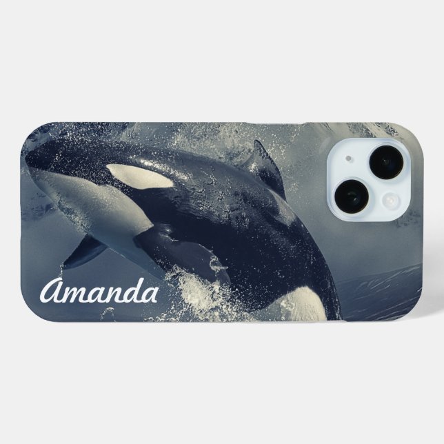 Funda De Case-Mate Para iPhone Ballena Asesina Salvaje Saltando (Reverso (Horizontal) )