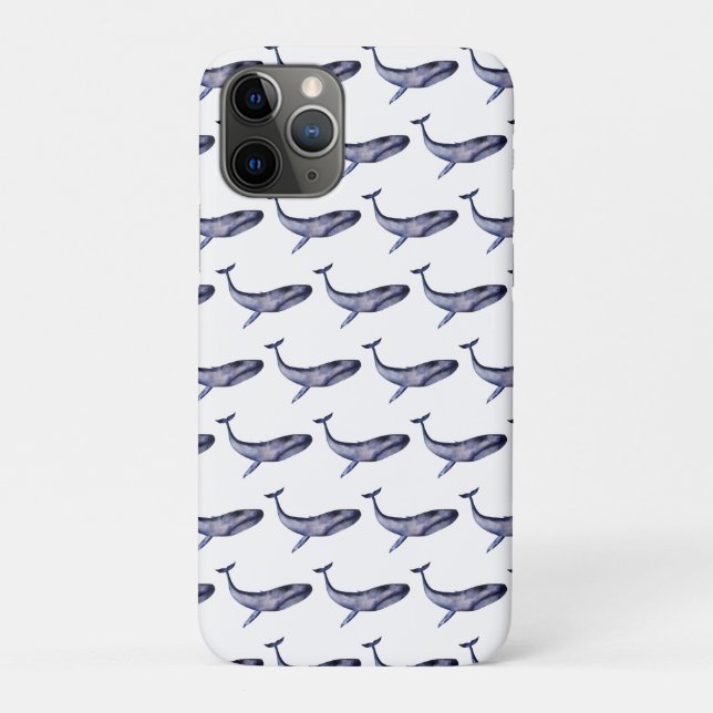 Funda De Case-Mate Para iPhone Ballena azul acuarela (Reverso)