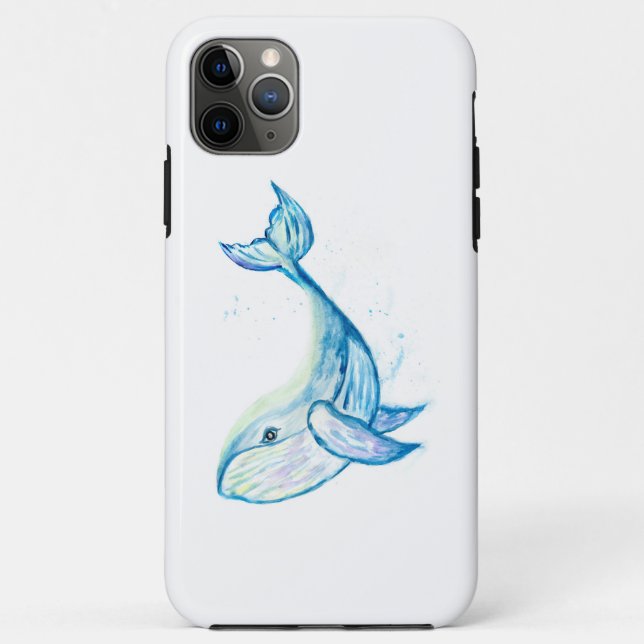 Funda De Case-Mate Para iPhone Ballena azul en acuarelas (Reverso)