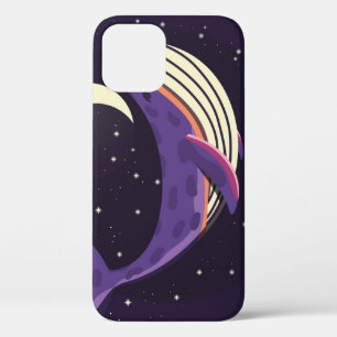Funda Para iPhone 12 Ballena espacial: retrato ilustrado colorido.