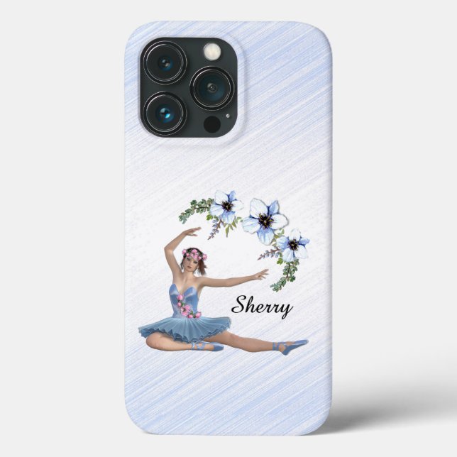 Funda De Case-Mate Para iPhone Ballerina con nombre personal azul (Reverso )