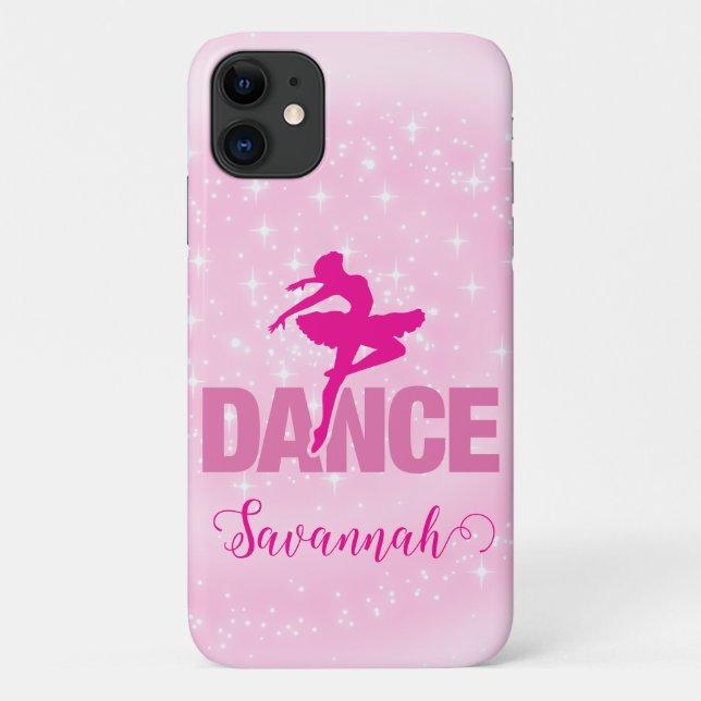 Funda De Case-Mate Para iPhone Ballerina rosa caliente Dance Sparkle Personalizad (Reverso)