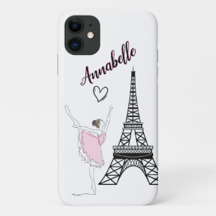 Funda Para iPhone 11 Ballet Chica Ballerina y Torre Eiffel de París