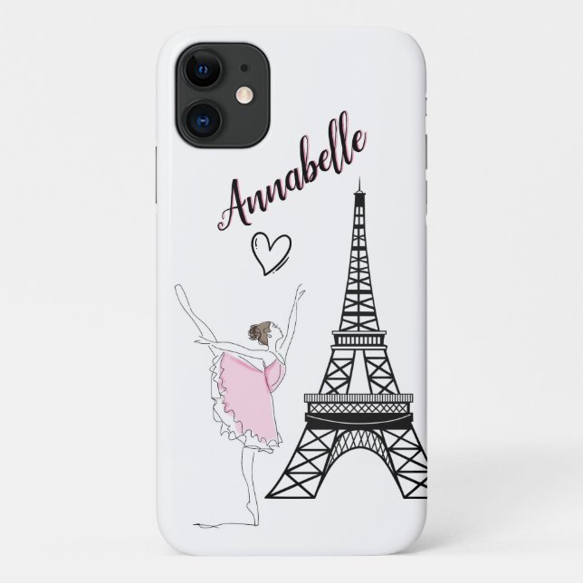 Funda De Case-Mate Para iPhone Ballet Chica Ballerina y Torre Eiffel de París (Reverso)