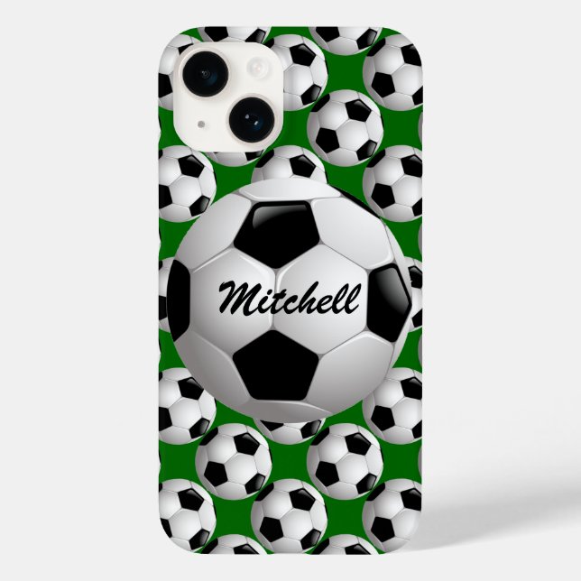 Funda De Case-Mate Para iPhone Balón de fútbol personalizado en patrón de fútbol (Reverso )
