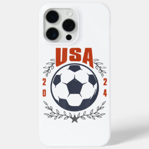 Funda Para iPhone 15 Pro Max Balón de Fútbol USA 2024 Estrellas & Corona de Lau