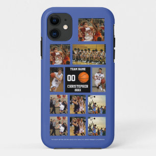 Funda Para iPhone 11 Baloncesto 11 Collage de fotos personalizado negro