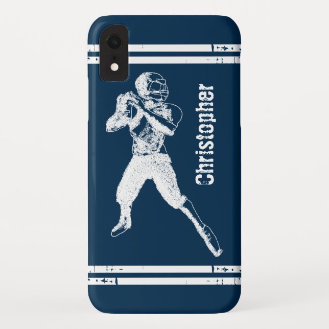 Funda De Case-Mate Para iPhone Baloncesto azul y blanco (Reverso)