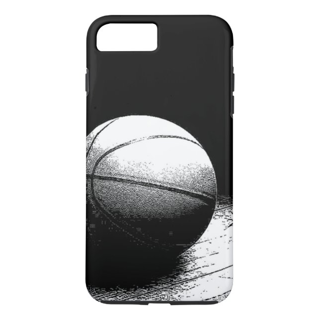 Funda De Case-Mate Para iPhone Baloncesto blanco negro único (Reverso)
