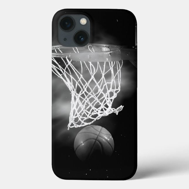 Funda De Case-Mate Para iPhone Baloncesto blanco y negro (Reverso)