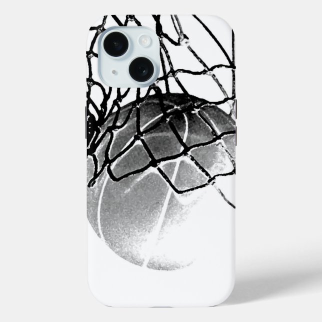 Funda De Case-Mate Para iPhone Baloncesto blanco y negro (Reverso )