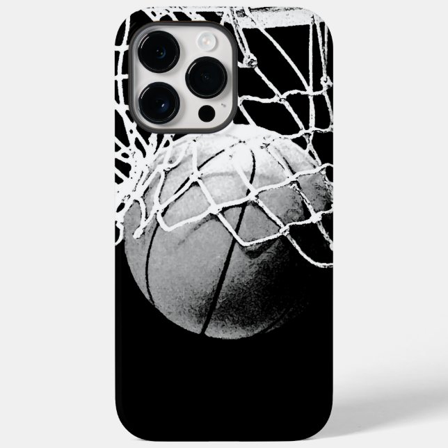 Funda De Case-Mate Para iPhone Baloncesto blanco y negro (Reverso )