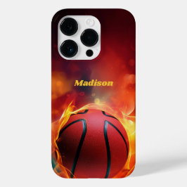 Funda Para iPhone 14 Pro De Case-Mate Baloncesto de floración de nombre personalizado