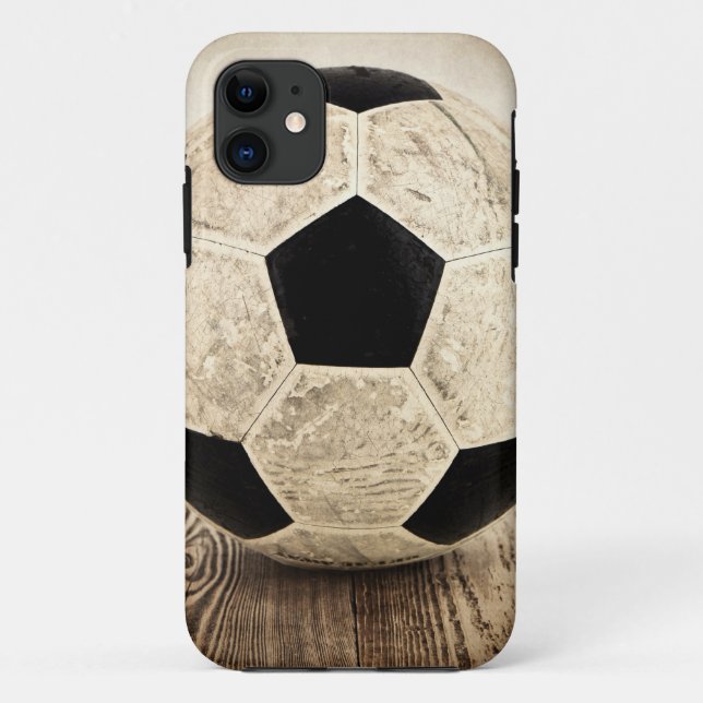 Funda De Case-Mate Para iPhone Baloncesto de fútbol antiguo (Reverso)