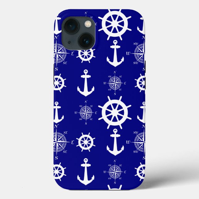 Funda De Case-Mate Para iPhone Baloncesto Náutico Azul Blanco (Reverso )