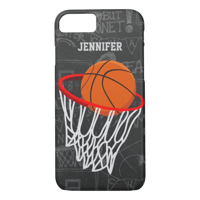 Funda De Case-Mate Para iPhone Baloncesto personalizado y aro de la pizarra (Reverso)