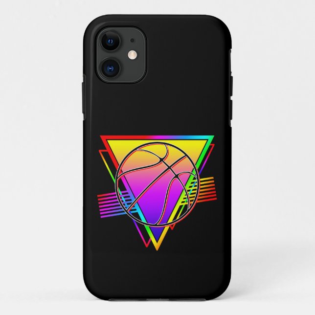 Funda De Case-Mate Para iPhone Baloncesto retro moderno (Reverso)