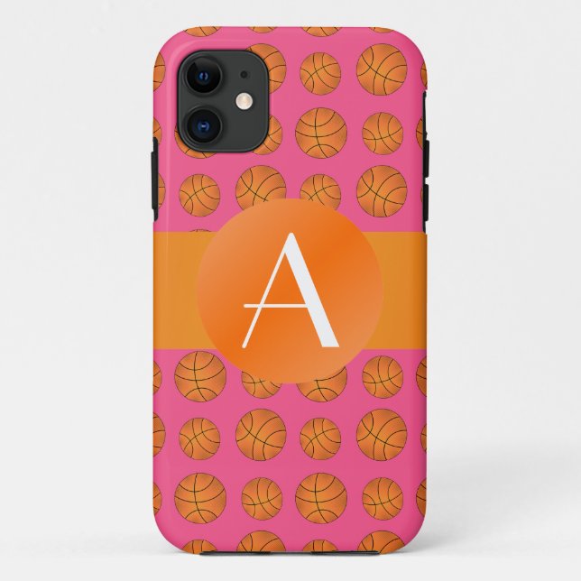 Funda De Case-Mate Para iPhone Baloncesto rosado monográfico (Reverso)