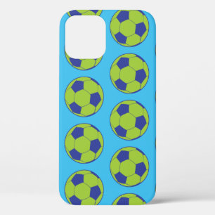 Funda Para iPhone 12 Balones de Fútbol Verde Amantes del Deporte Jugado