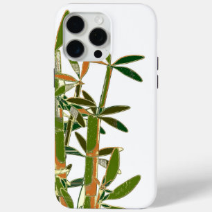 Funda Para iPhone 15 Pro Max Bambú verde aislado sobre fondo blanco