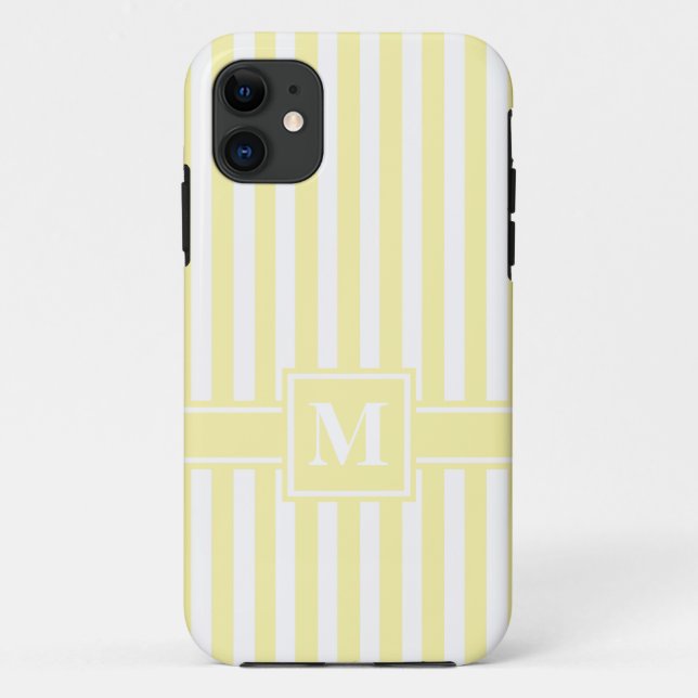 Funda De Case-Mate Para iPhone Banda crema moderna con monograma (Reverso)