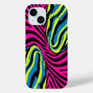 Funda Para iPhone 15 Banda de cebra resumida en colores brillantes