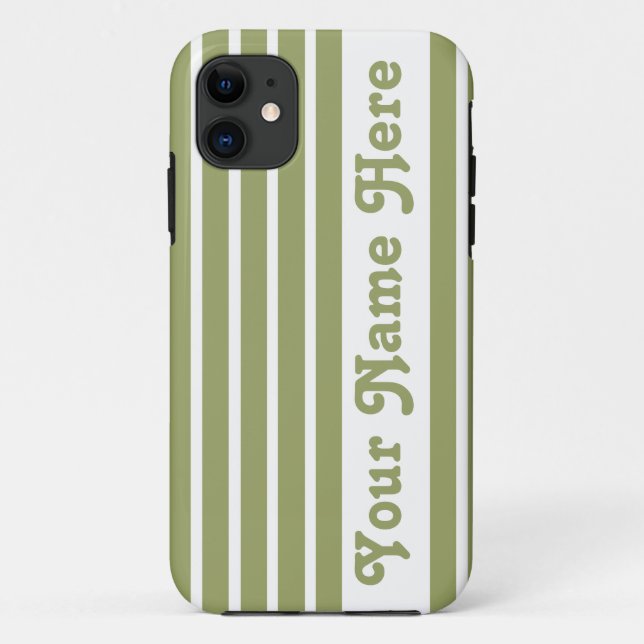 Funda De Case-Mate Para iPhone Banda de Safari Verde con nombre (Reverso)