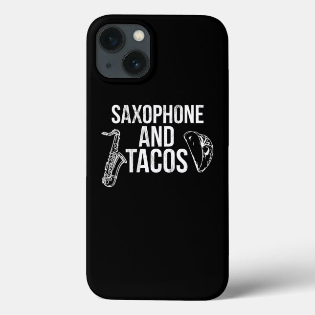 Funda De Case-Mate Para iPhone Banda De Taco Graciosa De Saxofón Y Tacos  (Reverso)