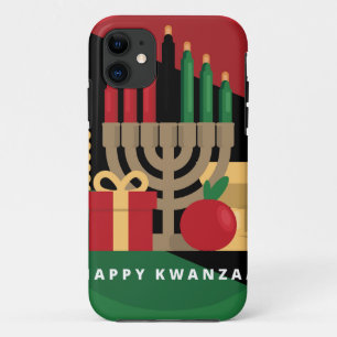Funda Para iPhone 11 banda diagonal Happy Kwanzaa